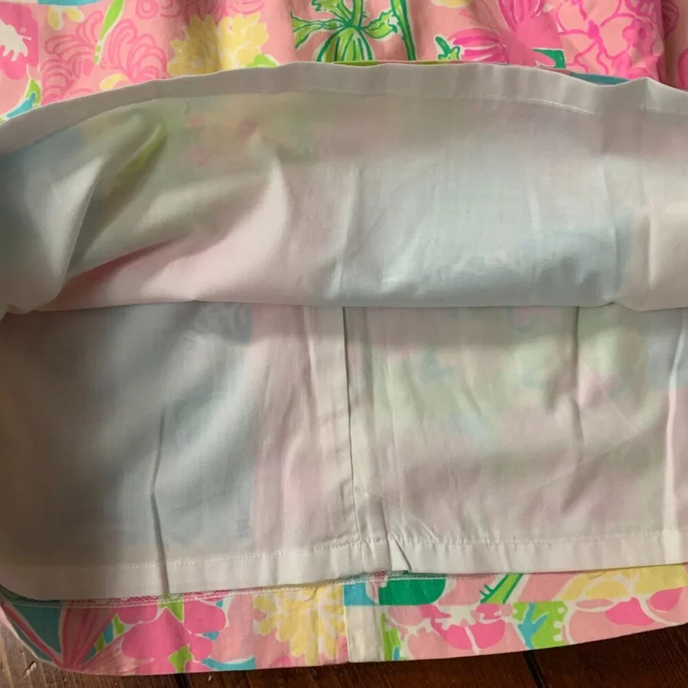Lilly Pulitzer Patchwork Y2K Pink Yellow White Green Women's Size 10 Skirt GUC